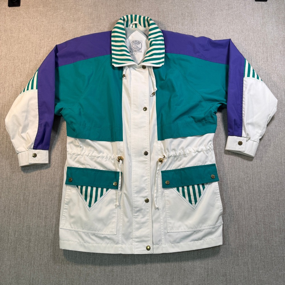 Vintage Be In The Current Seen Colorblock Windbreaker Jacket 90s Teal Purple M